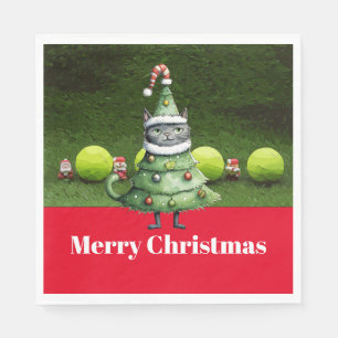 Serviette En Papier Noël de tennis pour le joueur qui aime Chat
