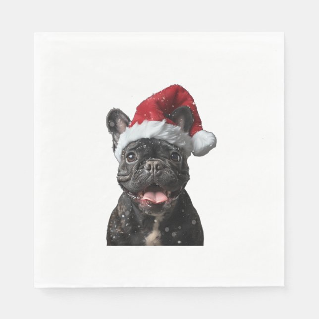 Serviette En Papier Noël des Bulldog français (Devant)