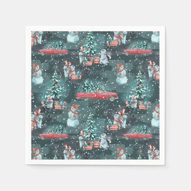 Serviette En Papier Noël d'hiver Cosy (Devant)