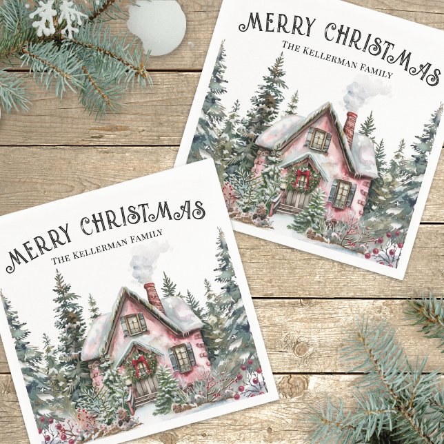 Serviette En Papier Noël d'Hiver Festif (Festive Winter Merry Christmas Napkins)