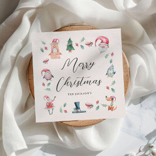 Serviette En Papier Noël d'hiver mignon Personnalisé
