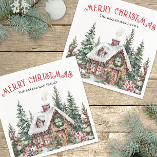 Serviette En Papier Noël d'hiver personnalisé