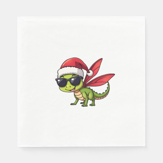 Serviette En Papier Noël Dragonfly Santa Hat Funny Xmas Enfants (Devant)