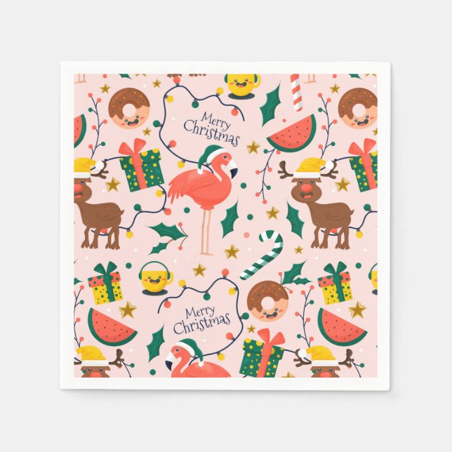 Serviette En Papier Noël drôle (Devant)