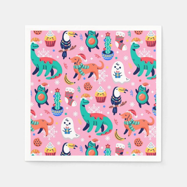 Serviette En Papier Noël drôle (Devant)