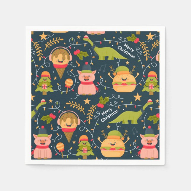 Serviette En Papier Noël drôle (Devant)