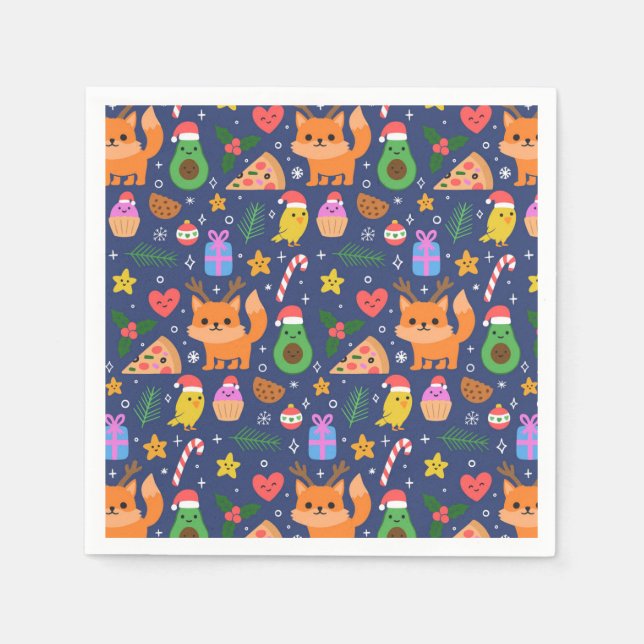 Serviette En Papier Noël drôle (Devant)