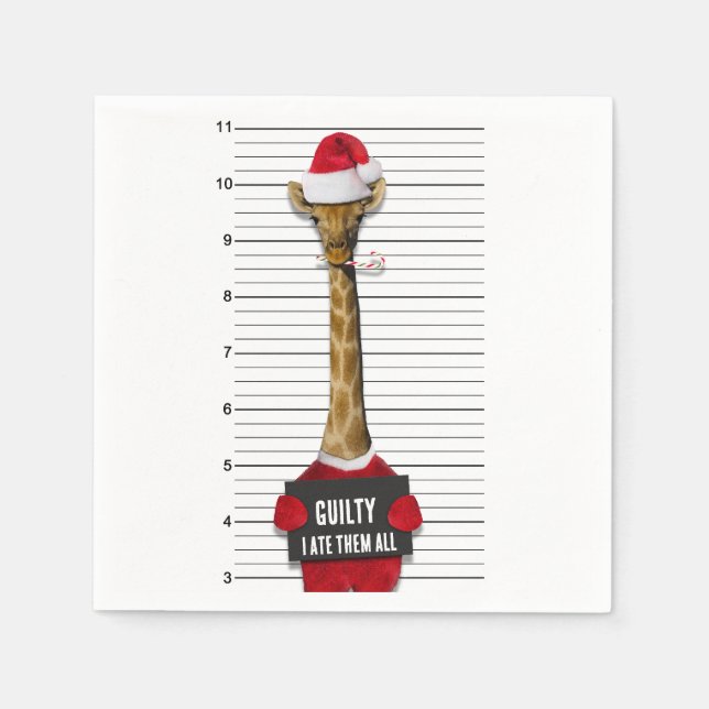 Serviette En Papier Noël Drôle Mugshot Guilty Giraffe (Devant)