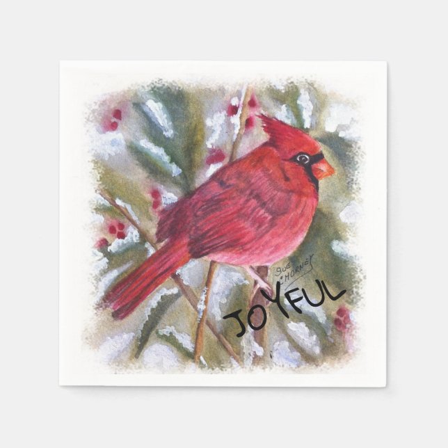 Serviette En Papier Noël du cardinal rouge (Devant)