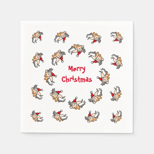Serviette En Papier Noël du cochon volant (Devant)