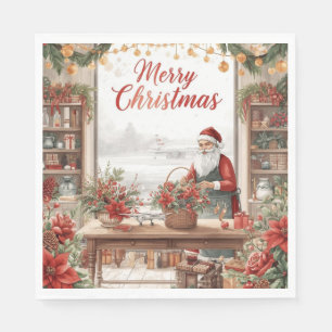 Serviette En Papier Noël du Père Noël avec fleuriste à l'aéroport