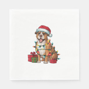 Serviette En Papier Noël Éclairage Santa Chapeau Boerboel Chien Noël