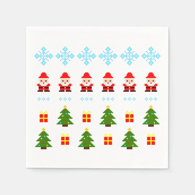 Serviette En Papier Noël en pixel art (Devant)