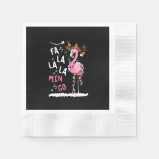 Serviette En Papier Noël - Fa-La-La-Mingo Flamant rose avec Noël