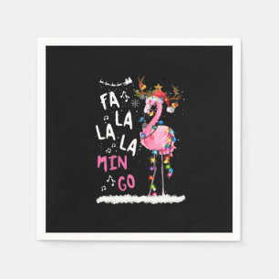 Serviette En Papier Noël - Fa-La-La-Mingo Flamant rose avec Noël