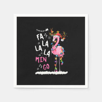 Serviette En Papier Noël - Fa-La-La-Mingo Flamant rose avec Noël