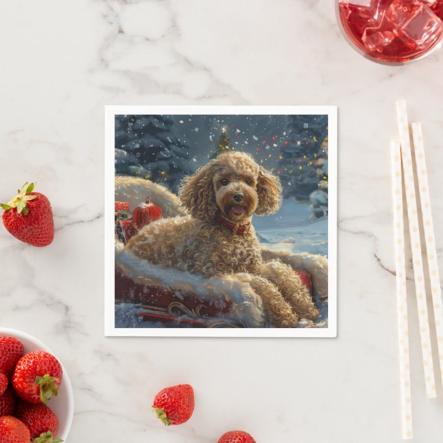 Serviette En Papier Noël Festif au Chien Caniche (En situation)
