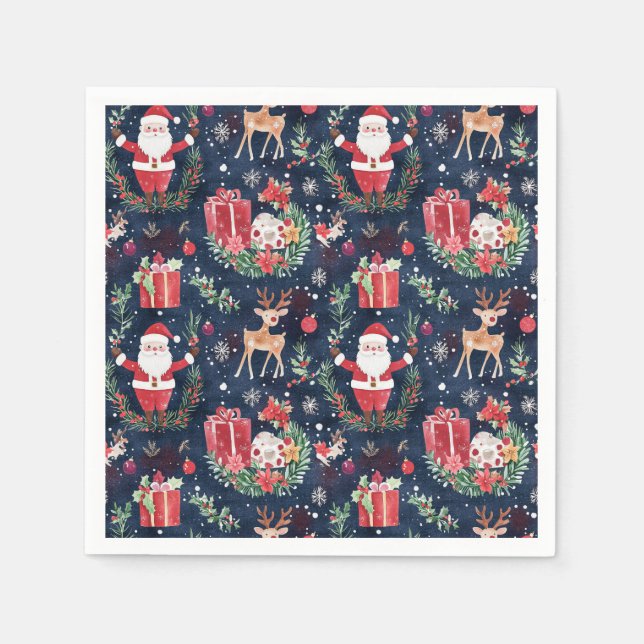 Serviette En Papier Noël Festif Père Noël (Devant)