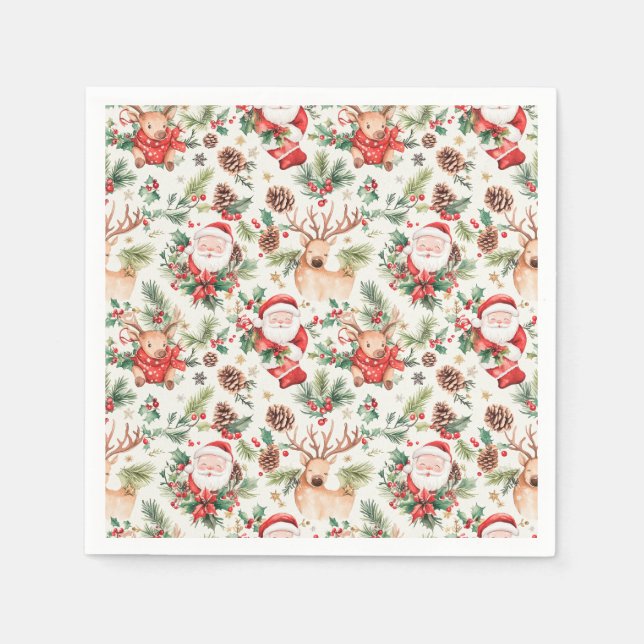 Serviette En Papier Noël Festif Père Noël (Devant)