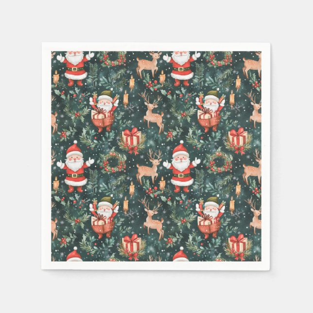 Serviette En Papier Noël Festif Père Noël (Devant)