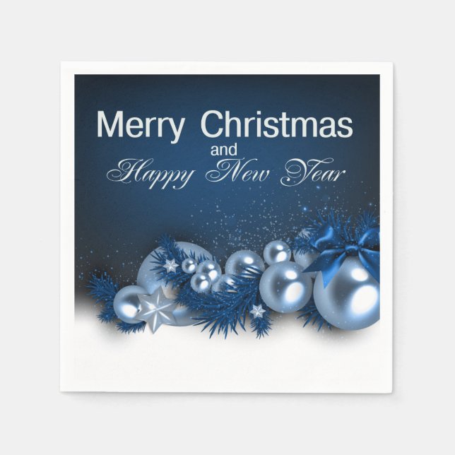 Serviette En Papier Noël Fête bleu Pearl 1 Design (Devant)