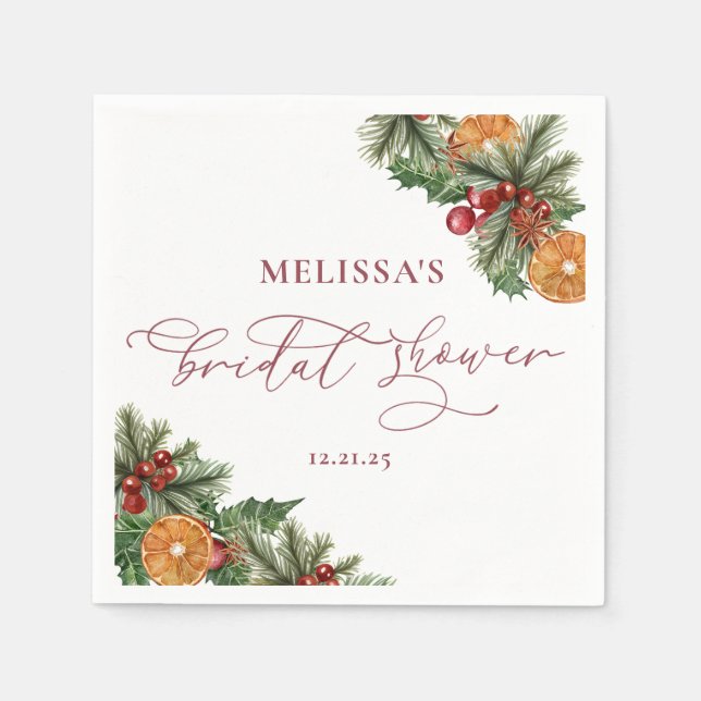Serviette En Papier Noël Fête des mariées florale hiver (Devant)