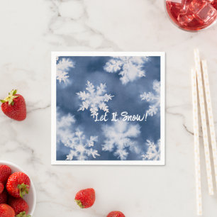 Serviette En Papier Noël Flocons de Neige Bleus Blancs