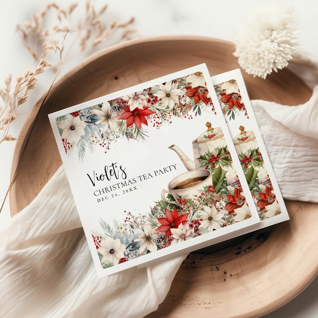 Serviette En Papier Noël Floral après-midi Tea Fête (Créateur téléchargé)