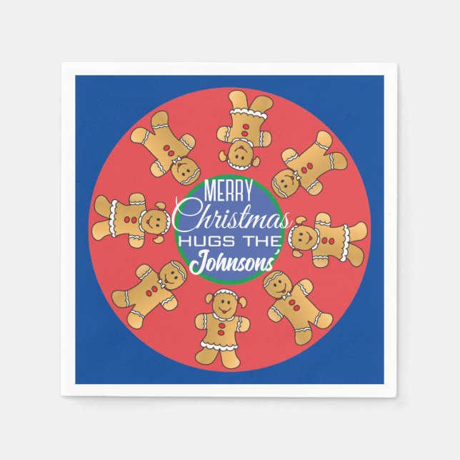 Serviette En Papier Noël Gingerbread Cookies Bleu (Devant)