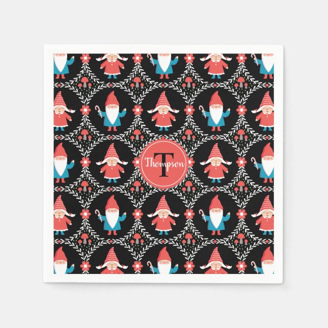 Serviette En Papier Noël Gnome mignonne (Devant)