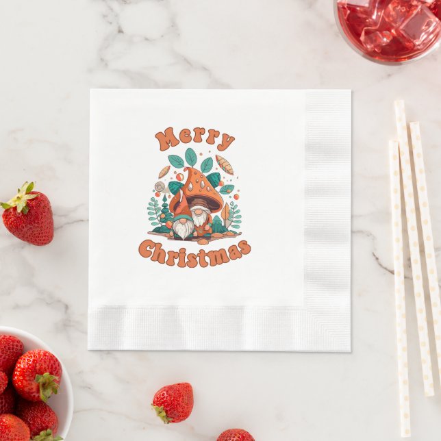 Serviette En Papier Noël Gnome Rétro (En situation)