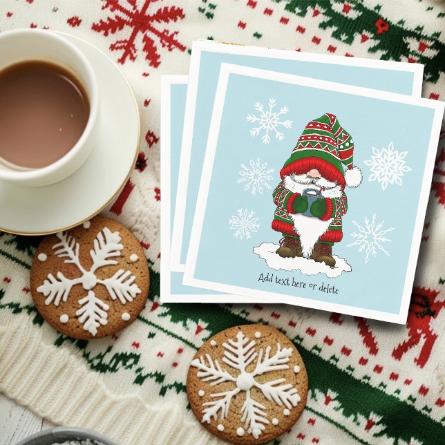 Serviette En Papier Noël Gnome Rouge Vert mite (Créateur téléchargé)