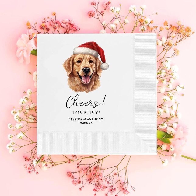 Serviette En Papier Noël Golden Retriever Chien Accueil personnalisé (Créateur téléchargé)
