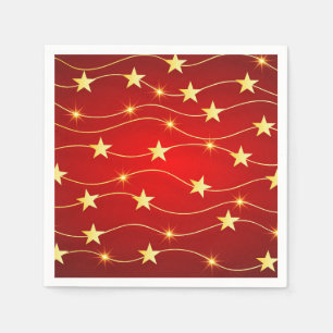 Serviette En Papier Noël Golden Stars Fêtes rouges