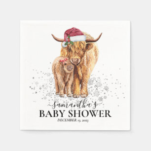 Serviette En Papier Noël Hiver Highland Cow Calf Baby shower