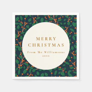 Serviette En Papier Noël Holly Botanique Verdure Custom from