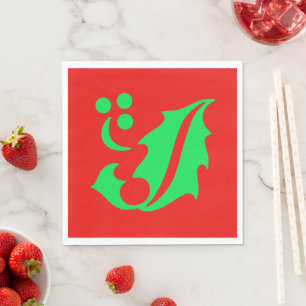 Serviette En Papier Noël Holly Red Green Noël