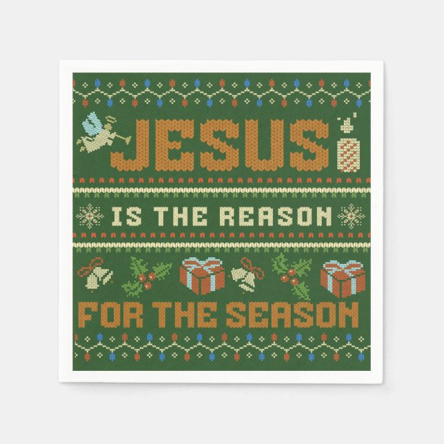 Serviette En Papier Noël Jésus Est La Raison De La Saison (Devant)