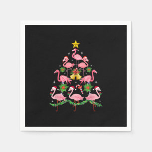 Serviette En Papier Noël - Joli Flamant rose sapin de Noël