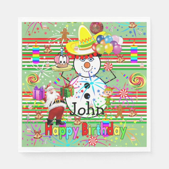 Serviette En Papier Noël Joyeux Anniversaire Papier serviettes, Joyeux (Devant)