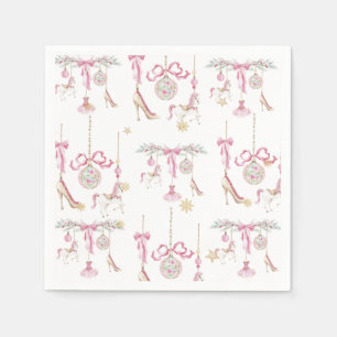 Serviette En Papier Noël joyeux aquarelle danseur de nutcracker rose