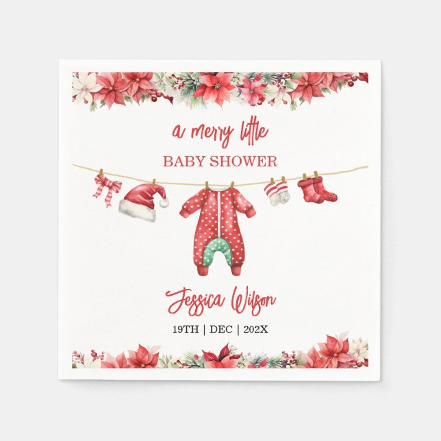 Serviette En Papier Noël Joyeux petit Baby shower Hommes Neutre (Devant)