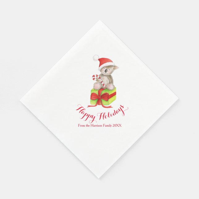 Serviette En Papier Noel koala ours rouge papier blanc serviettes (Coin)