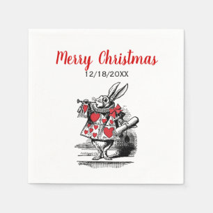Serviette En Papier Noël Lapin Blanc Trompettiste Alice Av Merveilles