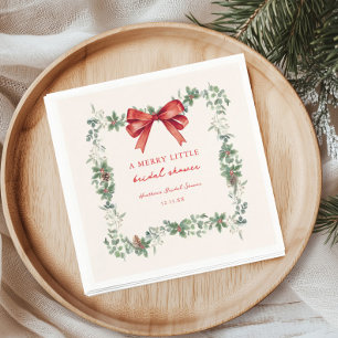 Serviette En Papier Noël Little Christmas Mariage avec un Ruban Rouge