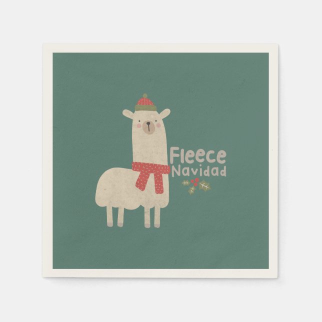 Serviette En Papier Noël Llama Pun : Fleece Navidad (Devant)