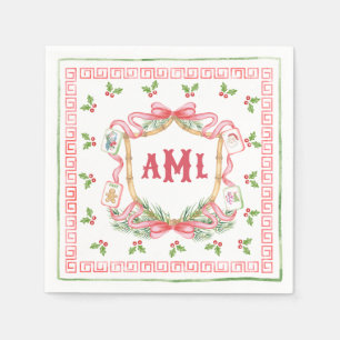 Serviette En Papier Noël Mahjong Monogramme