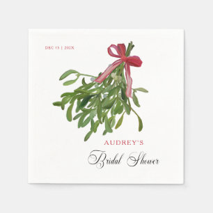 Serviette En Papier Noël Mariage Douche Ruban Rouge De Gui