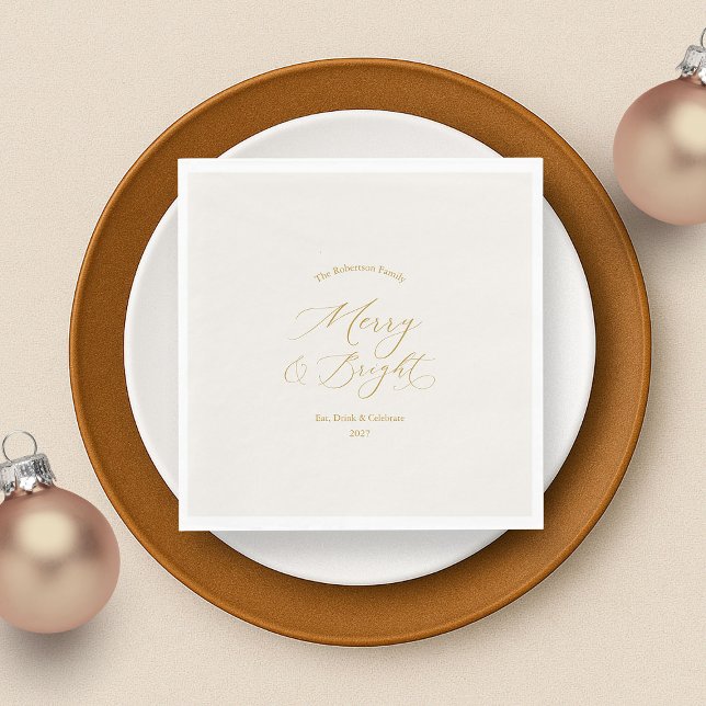 Serviette En Papier Noël « Merry & Bright » élégant (Créateur téléchargé)