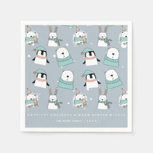 Serviette En Papier Noël mignon Animaux style dessin personnalisé